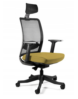 UNIQUE Fotel obrotowy ANGGUN czarna siatka / tkanina BL408 KHAKI