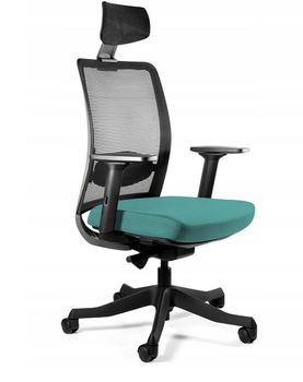 UNIQUE Fotel biurowy ANGGUN czarna siatka / tkanina BL413 TEALBLUE