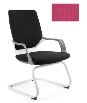 UNIQUE Krzesło biurowe APOLLO SKID - biały/ tkanina BL401 MAGENTA