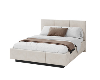 Łóżko lewitujące tapicerowane AVEIRO 140x200 cm z pojemnikiem i stelażem podnoszonym - TRINITY kremowy