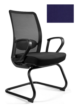 Krzesło biurowe ANGGUN SKID - czarna siatka/ tkanina BL412 NAVYBLUE