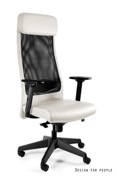 UNIQUE Fotel biurowy ARES SOFT - skóra naturalna biała