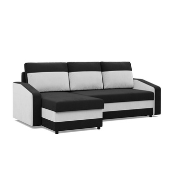 ADAMS Narożnik L ORION rozkładany, sprężyny bonellowe czarno-biały