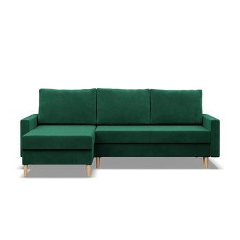 ADAMS Narożnik BLANK L rozkładany, sprężyny bonell - butelkowa zieleń