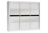 Szafa Batumi 250x61x215 cm biały / lustro grafitowe/szkło czarne