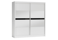 Szafa Batumi 203x61x215 cm biały/ lustro / grafitowe,czarne szkło